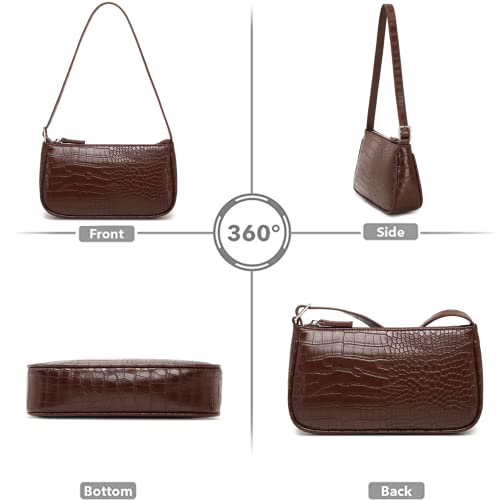 WSRYDJDL Small Purse for Women, Adjustable Shoulder Bags Crocodile Pattern Clutch Purse with Zipper Closure Retro (Black) - Image 5