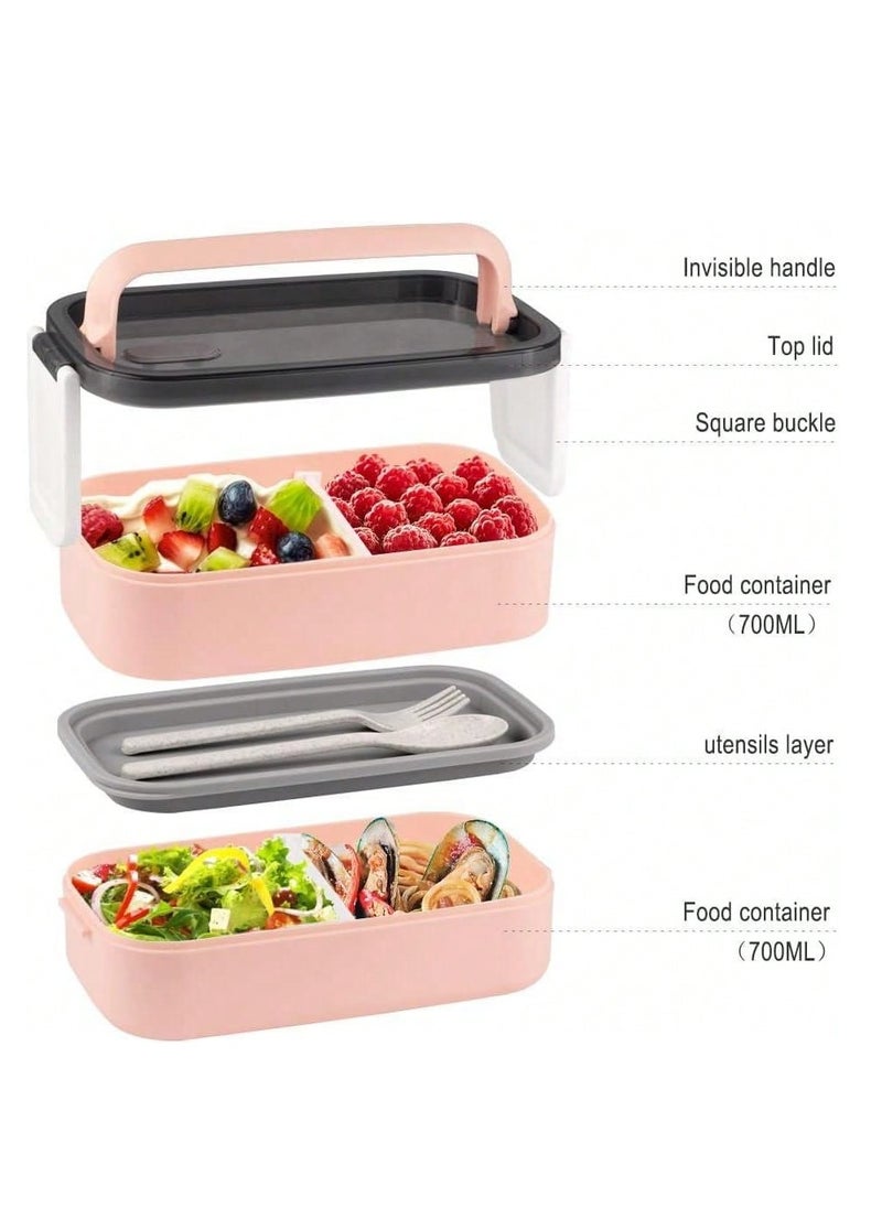 Generic - Adult Bento Box Lunch Box Large, Bento Box Japanese Lunch Box Kit with Bag & Utensils, Food Picks for Bento Box Containers, Stackable Bento Box for Adults, Microwave Bento Boxes BPA-free Food Safe - Image 1
