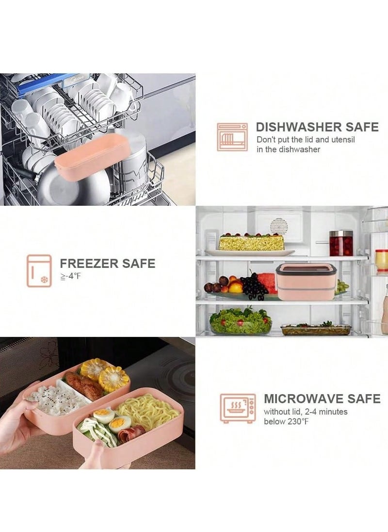 Generic - Adult Bento Box Lunch Box Large, Bento Box Japanese Lunch Box Kit with Bag & Utensils, Food Picks for Bento Box Containers, Stackable Bento Box for Adults, Microwave Bento Boxes BPA-free Food Safe - Image 1