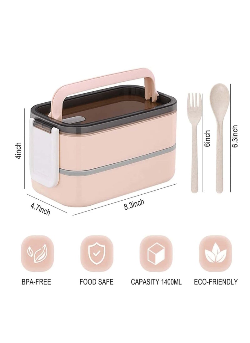 Generic - Adult Bento Box Lunch Box Large, Bento Box Japanese Lunch Box Kit with Bag & Utensils, Food Picks for Bento Box Containers, Stackable Bento Box for Adults, Microwave Bento Boxes BPA-free Food Safe - Image 1