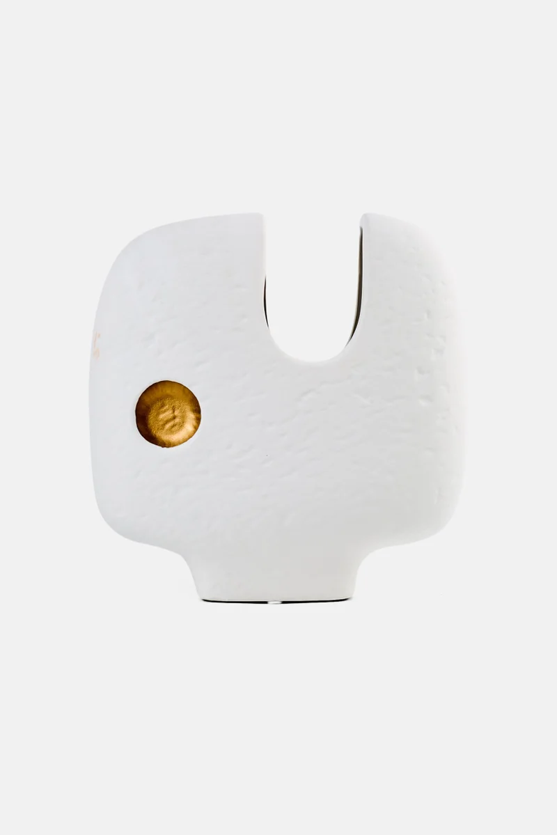 Muy Mucho Ceramic Decorative Flower Vase, White