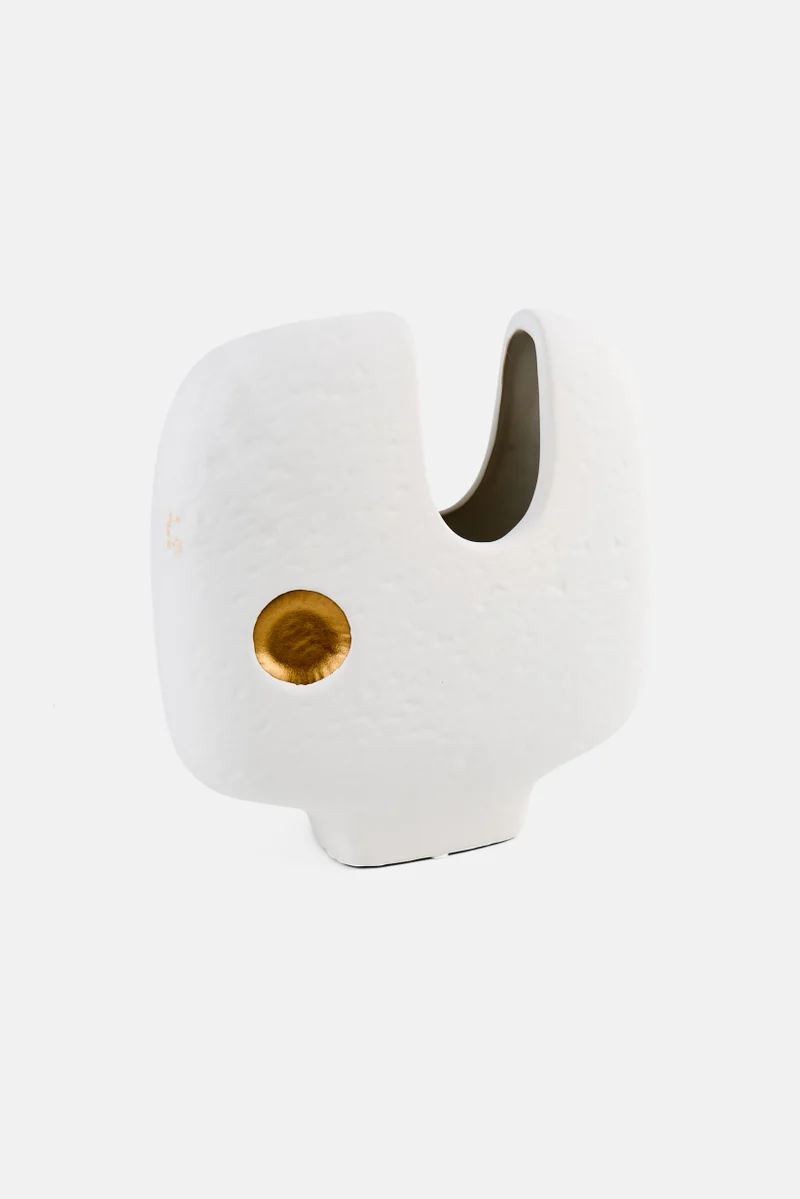 Muy Mucho Ceramic Decorative Flower Vase, White
