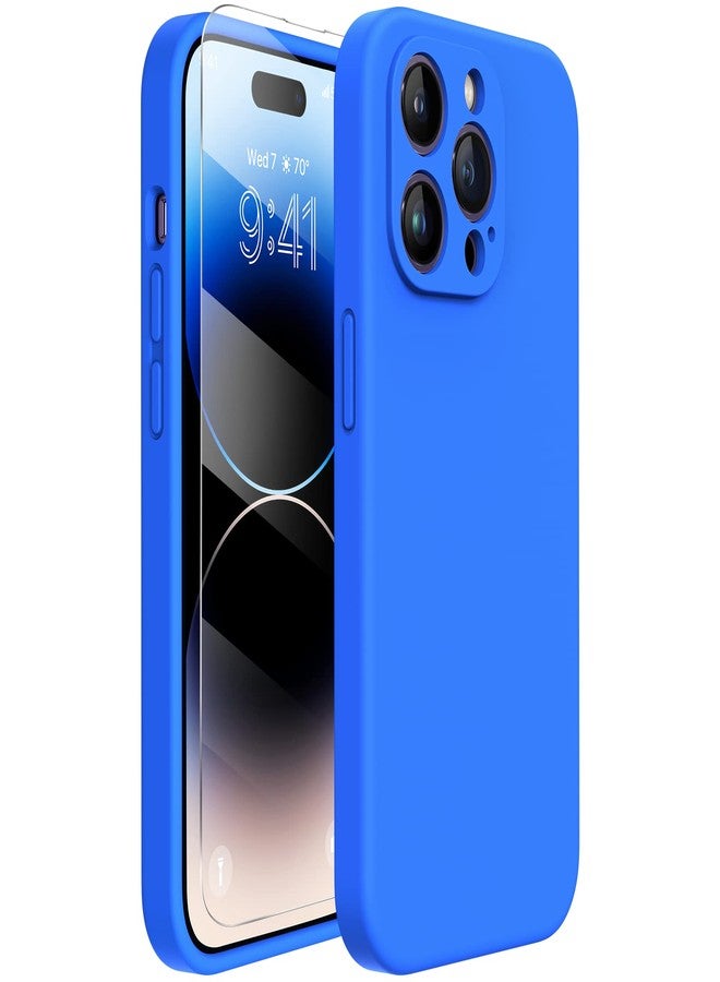 ميراكيس جراب Miracase مصمم خصيصًا لهاتف iPhone 14 Pro مع واقي شاشة، [حماية مُحسّنة للكاميرا]، غطاء هاتف من السيليكون السائل المقاوم للصدمات لهاتف 14 Pro مقاس 6.1 بوصة (أزرق متوسطي) - Image 1