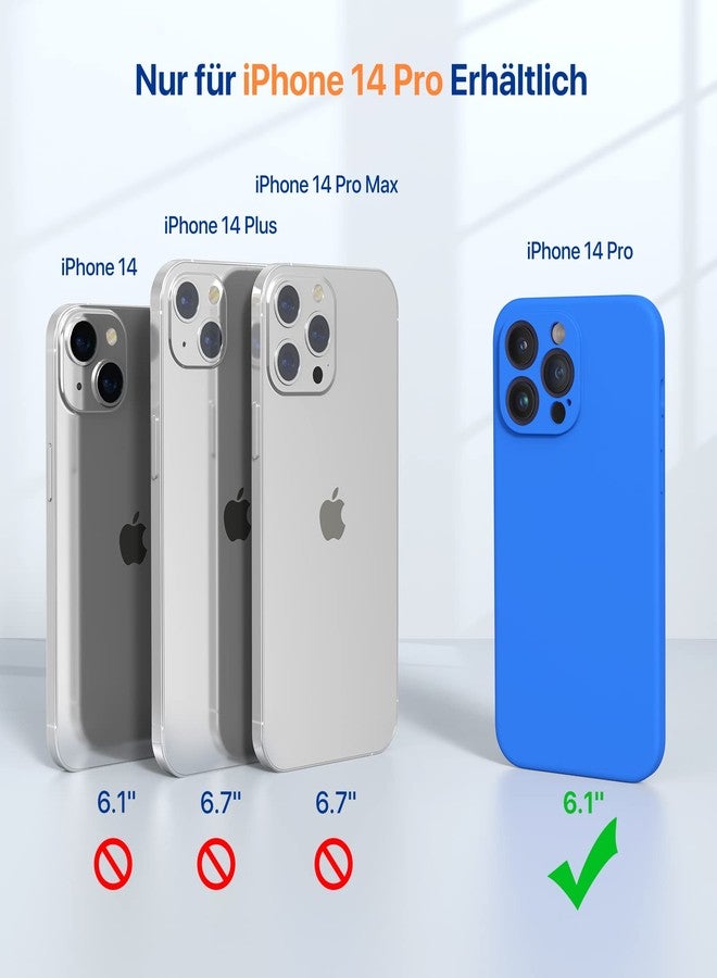 ميراكيس جراب Miracase مصمم خصيصًا لهاتف iPhone 14 Pro مع واقي شاشة، [حماية مُحسّنة للكاميرا]، غطاء هاتف من السيليكون السائل المقاوم للصدمات لهاتف 14 Pro مقاس 6.1 بوصة (أزرق متوسطي) - Image 2