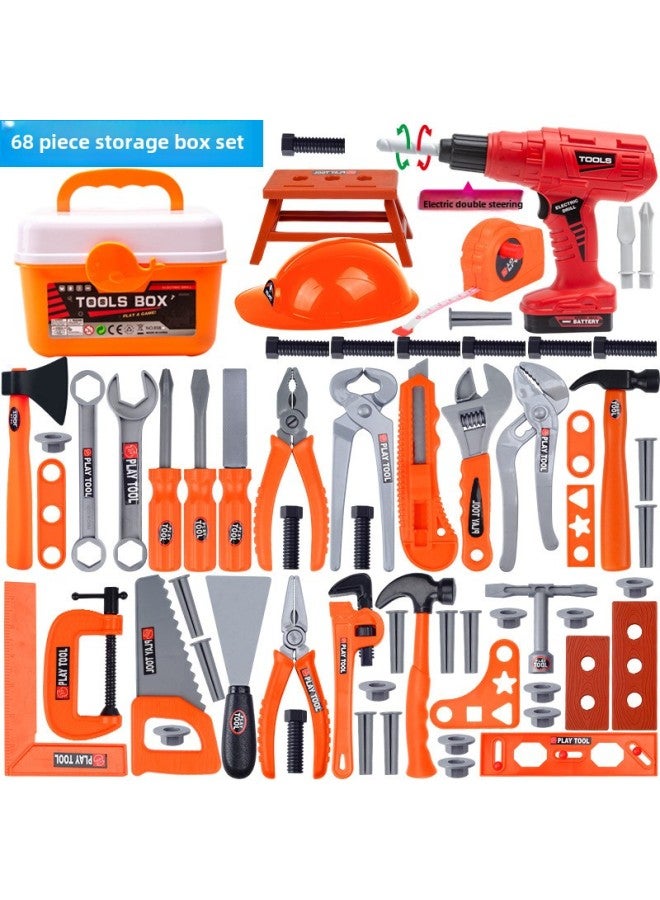 Children's Tool Box Toy Set Electric Drill Screwdriver Repair Artificial Play House Stall Special Supply-Color:Electric 68-piece Tool Set [storage Box] - Image 1