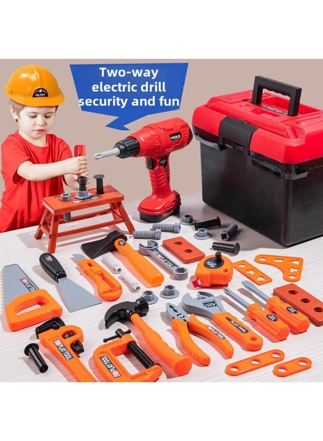 Children's Tool Box Toy Set Electric Drill Screwdriver Repair Artificial Play House Stall Special Supply-Color:Electric 68-piece Tool Set [storage Box] - Image 2