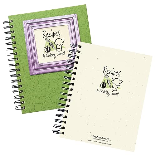 Write it Down series by Journals Unlimited, Guided Journal, Recipes, A Cooking Journal, Full-size 7.5"x 9", Avocado Green Hard Cover, Made in USA - Image 2