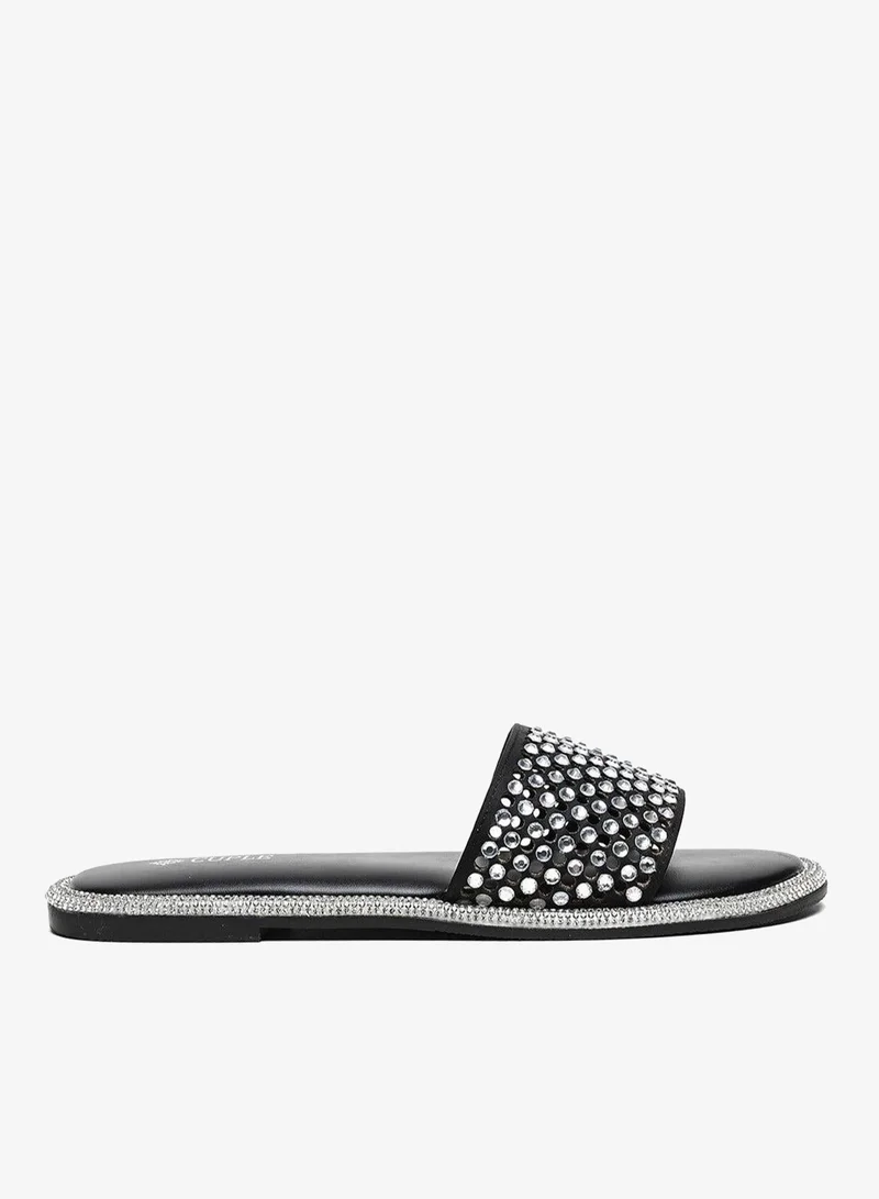 كابلي صندل مسطح منزلق مزين بتصميم سهل الارتداء