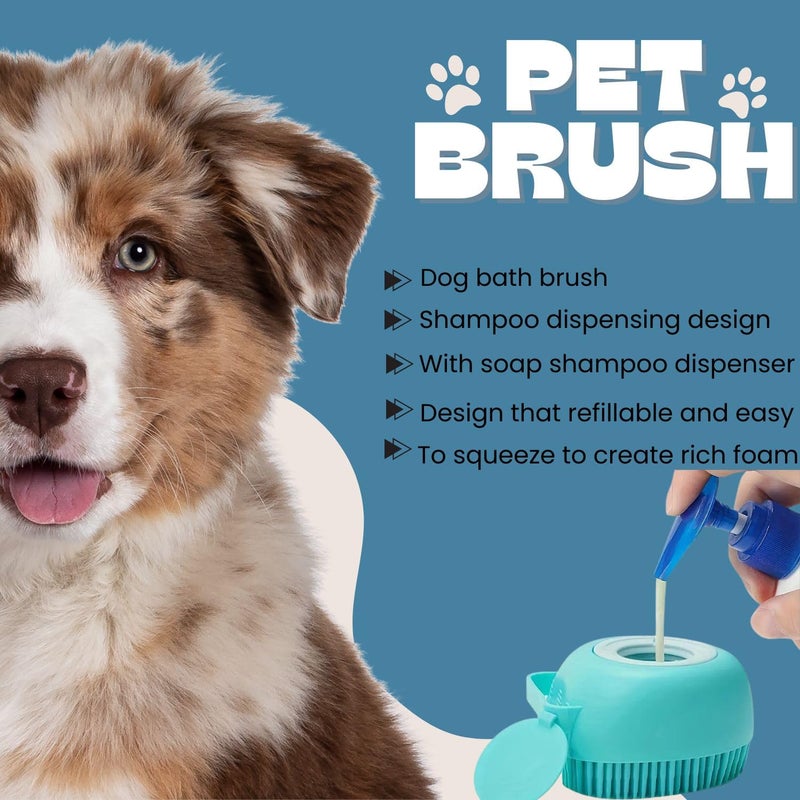 VAYINATO® (2 Pcs-Random Color) Pet Grooming Bath Massage Brush with Soap and Shampoo Dispenser Soft Silicone Bristle for Long Short Haired Dogs Cats Shower By Petzlifeworld - Image 5