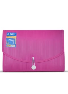 Maxi Maxi Expansion File 13 Grids With String Pink, 13 Pockets Expanding Folders, Store your documents and are easy to carry  - Image 1