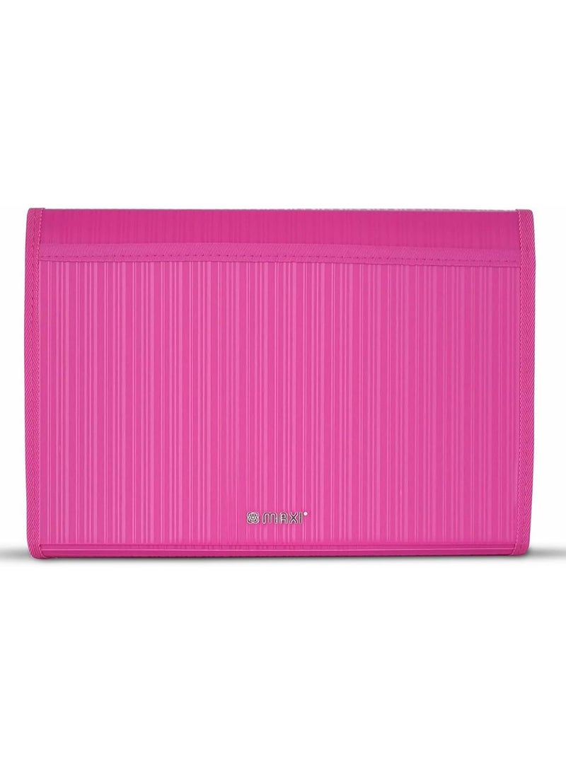 Maxi Maxi Expansion File 13 Grids With String Pink, 13 Pockets Expanding Folders, Store your documents and are easy to carry  - Image 2