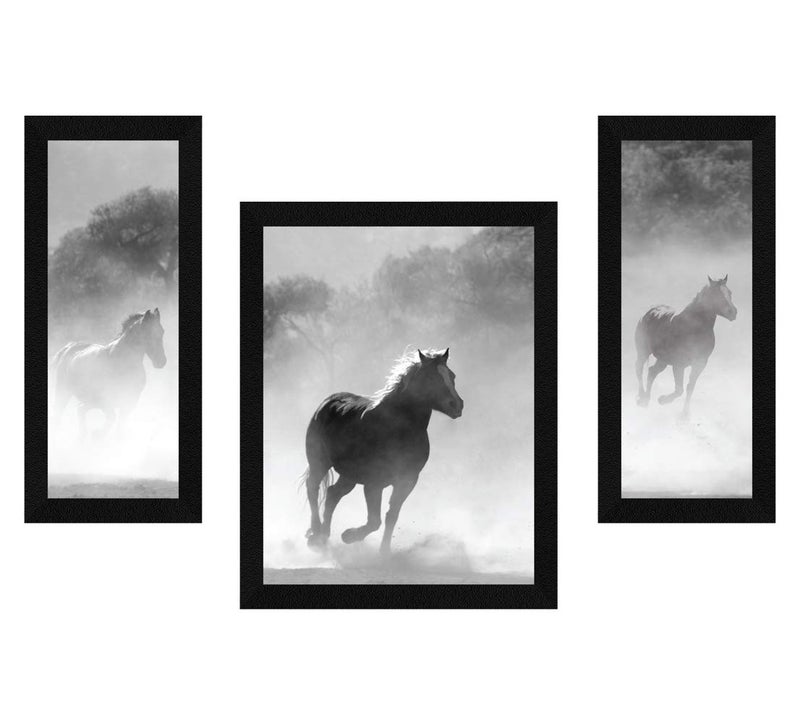 ArtX Paper Running Horses Wall Art Painting, Multicolor, Wildlife, 13 X 22 Inches, Set of 3 - Image 2