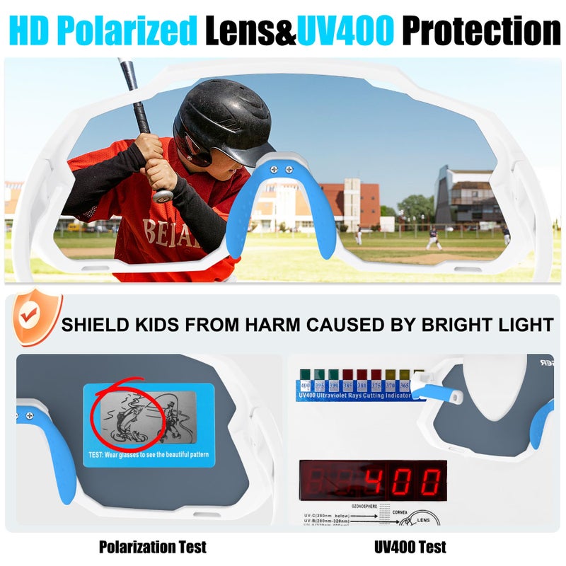 Xtiger X-TIGER Kids Sunglasses Polarized Youth Baseball Sunglasses for 8-14 boys girls UV400 Sports Softball Cycling Glasses - Image 4