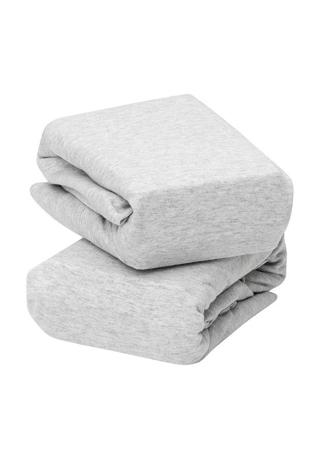Clevamama - 2 Piece Jersey Cotton Fitted Sheets One Size Cot And Cot Bed 70x140x17Cm  Melange Grey - Image 1