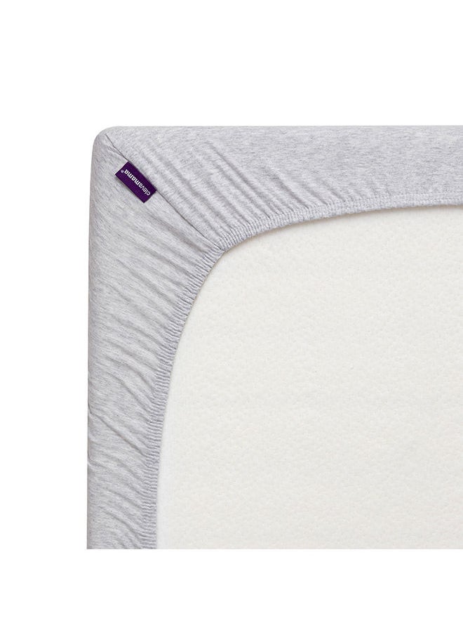 Clevamama - 2 Piece Jersey Cotton Fitted Sheets One Size Cot And Cot Bed 70x140x17Cm  Melange Grey - Image 1