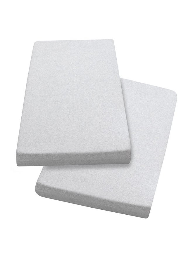Clevamama - 2 Piece Jersey Cotton Fitted Sheets One Size Cot And Cot Bed 70x140x17Cm  Melange Grey - Image 1