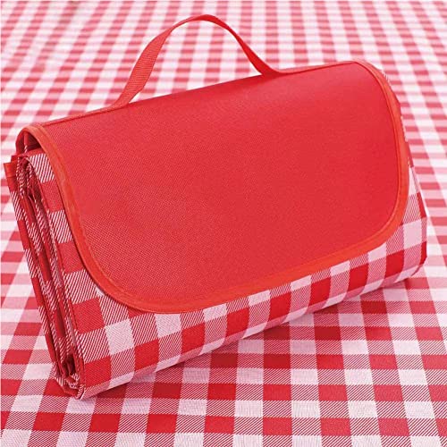 K Y KANGYUN Outdoor Picnic Blanket, Extra Large Beach Blanket, Foldable Lightweight Waterproof Sand Mat, Picnic Blanket 80" x 60" for Beach Camping Hiking Park Patio (Red, 80x80 inch) - Image 1