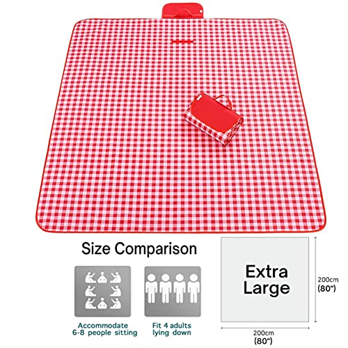 K Y KANGYUN Outdoor Picnic Blanket, Extra Large Beach Blanket, Foldable Lightweight Waterproof Sand Mat, Picnic Blanket 80" x 60" for Beach Camping Hiking Park Patio (Red, 80x80 inch) - Image 4