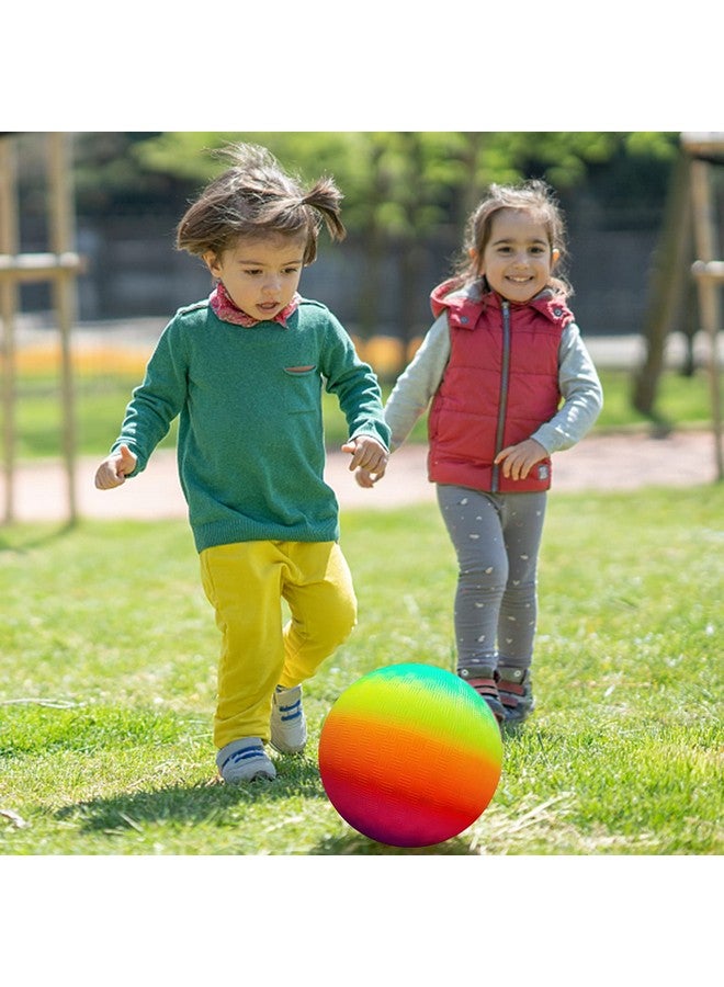 Visen 4Pcs Rainbow Playground Balls for Kids&Adults with 1 Hand Pump,8.5Inch Colorful Rubber Bouncy Balls,Inflatable Multi Colors Kick Balls Handball,Durable Indoor&Outdoor Play Toys (Orange) - Image 5
