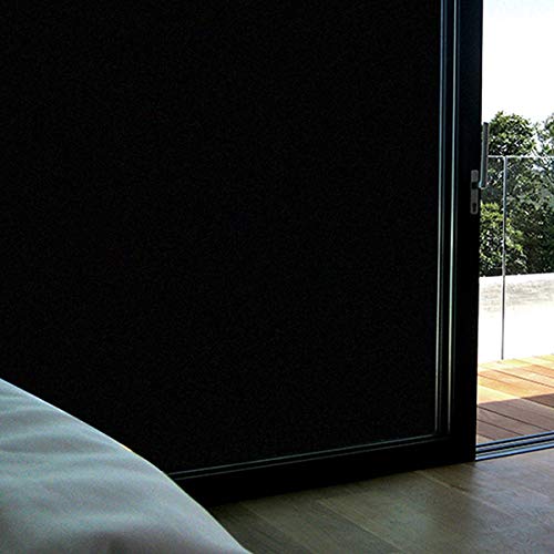 WPCTEV Static Cling Total Blackout Privacy Window Film Cover 100% Light Blocking No Glue Black Window Tint for Home Room Darkening Easy Removal 17.7 Inch x 6.5 Feet - Image 2