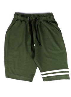 Andora Elastic Waist Cotton Shorts - Heather Green  - Image 1