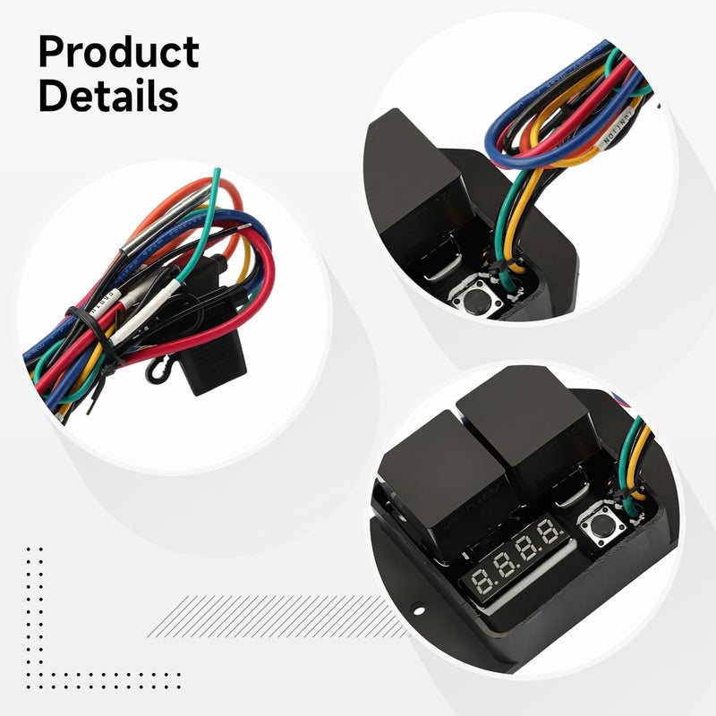 Waterproof 12V Digital Dual Fan Controller, Adjustable Temperature Cooling Fan System With Led Display And Wiring Kit - Image 4