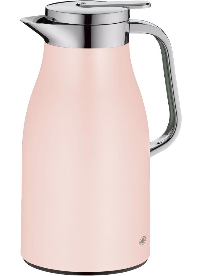 Alfi alfi Skyline 1.0 L, pastel rose, stainless steel insulated jug with hygienic tempered glass insert, screw cap with comfortable push button, ergonomic handle, ideal as a coffee pot, teapot, BPA-free - Image 1
