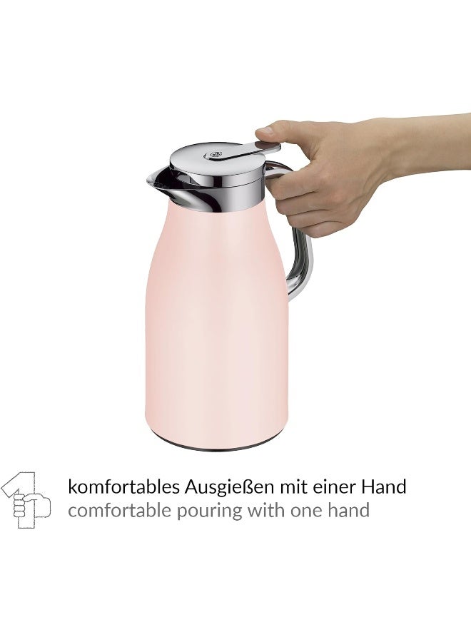 Alfi alfi Skyline 1.0 L, pastel rose, stainless steel insulated jug with hygienic tempered glass insert, screw cap with comfortable push button, ergonomic handle, ideal as a coffee pot, teapot, BPA-free - Image 2