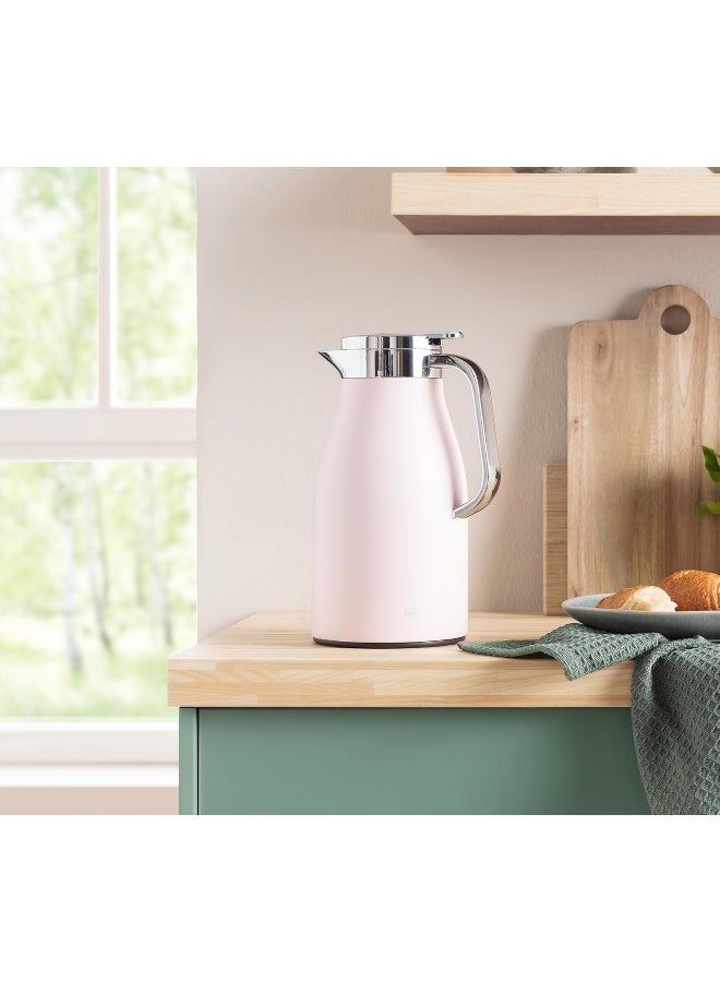 Alfi alfi Skyline 1.0 L, pastel rose, stainless steel insulated jug with hygienic tempered glass insert, screw cap with comfortable push button, ergonomic handle, ideal as a coffee pot, teapot, BPA-free - Image 5