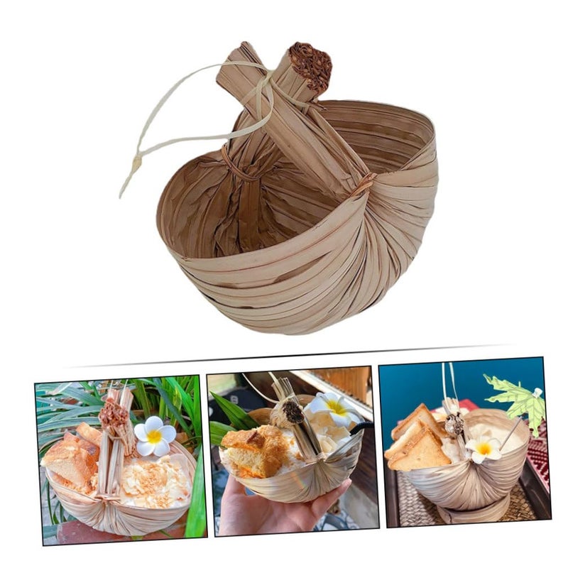 Large Palm Leaf Dessert Bowl For Fruit Salad Soup And Storage - Image 4
