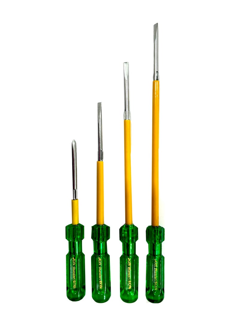 Jon Bhandari Tools Insulated Magnetic Two-in-One Screwdriver | Slotted & Phillips Head (4 in One Set) | Heavy Duty, Shockproof Handle for Home & Electrical Use - Image 1