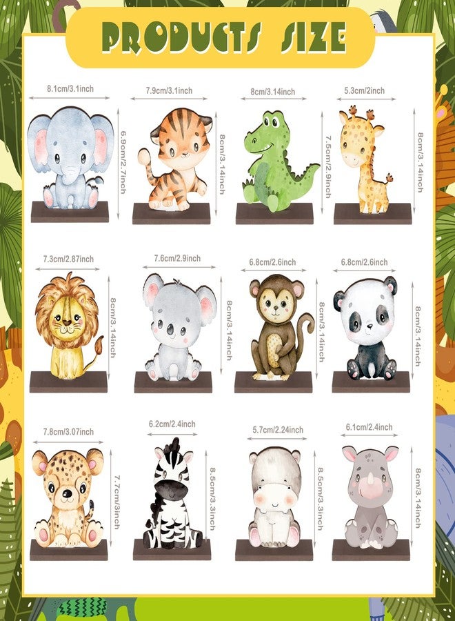 Yaomiao 12 Pcs Safari Jungle Animals Wooden Table Centerpiece Baby Shower Decorations Wild Animals Birthday Decorations for Boys Kids - Image 3