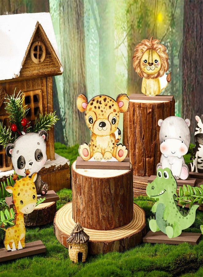 Yaomiao 12 Pcs Safari Jungle Animals Wooden Table Centerpiece Baby Shower Decorations Wild Animals Birthday Decorations for Boys Kids - Image 2