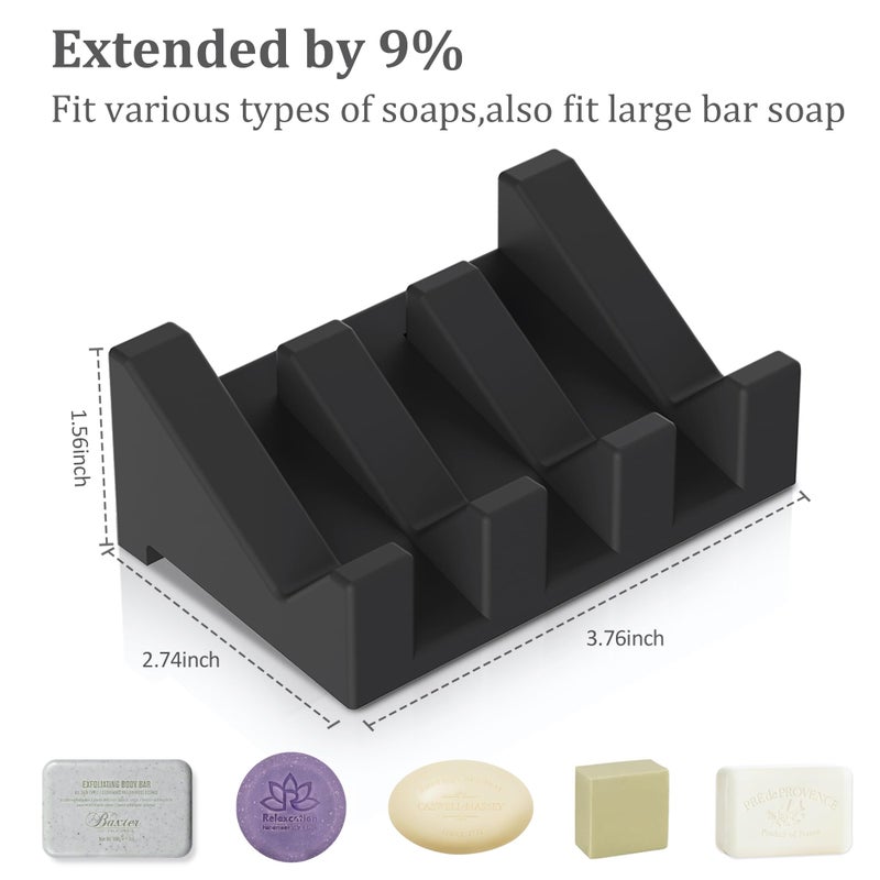 EGWON Silicone Self Draining Soap Holder Set, 3 Soap Dishes for Bar Soap, Drying Keep Soap Clean - Image 3