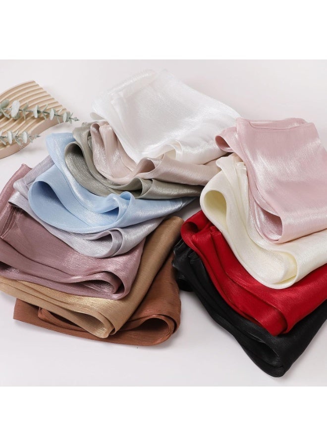 Champagne Shiny Gloss Chiffon Hijab Scarf 180*70cm, Women Lightweight Elegant Wedding Shawl Wrap Cape - Image 3