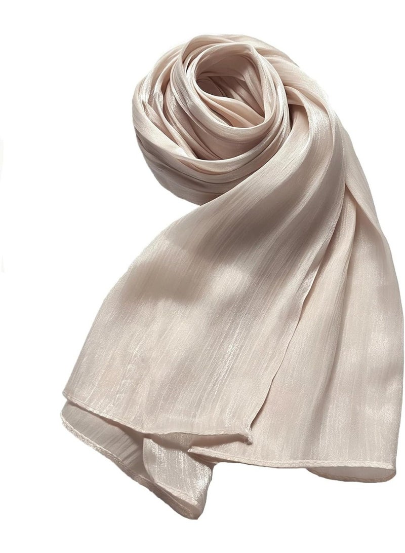 Champagne Shiny Gloss Chiffon Hijab Scarf 180*70cm, Women Lightweight Elegant Wedding Shawl Wrap Cape - Image 4