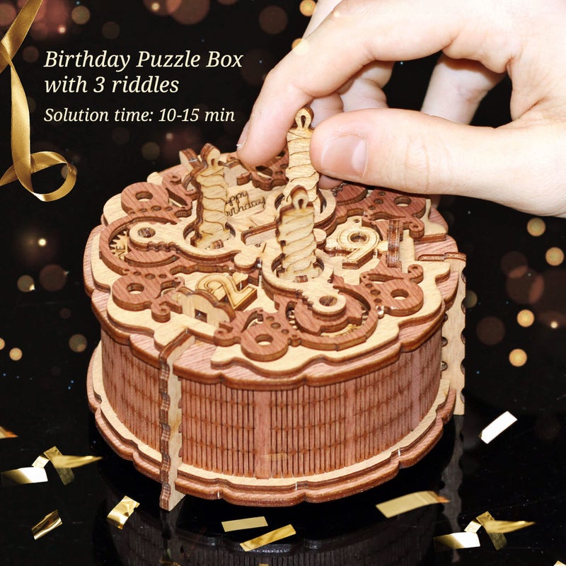 iDventure Birthday Cake Puzzle Box â€“ 3D Gift Box for Adults â€“ Money Holder Puzzle Game â€“ Escape Room Brain Teaser for Men & Women - Image 2