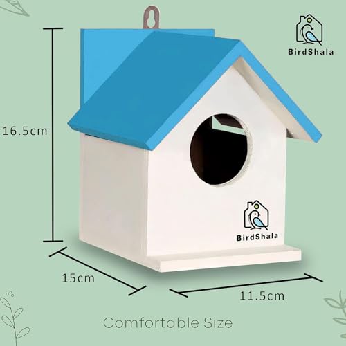 BIRDSHALA Bird House for Sparrow, Budgies & Finches with Air Ventilation and Mounting Hook (Blue, Medium) - Image 5
