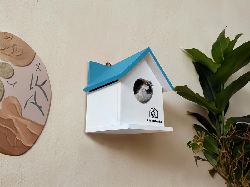 BIRDSHALA Bird House for Sparrow, Budgies & Finches with Air Ventilation and Mounting Hook (Blue, Medium) - Image 2