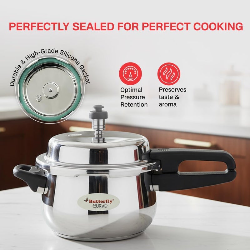 BUTTERFLY Stainless Steel 3-Liter Curve Pressure Cooker - Image 5