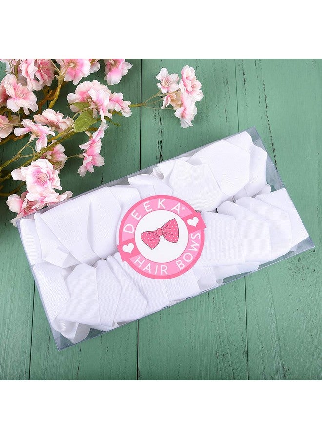 DEEKA 12 Pcs 6" Big Handmade Grosgrain Ribbon Hair Bow Alligator Clips Hair Accessories For Little Teen Toddler Girls White - Image 3