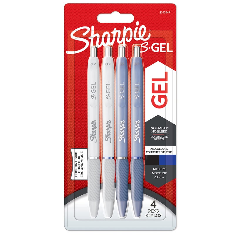 Sharpie SGel Gel Pens Medium Point 07mm Frost Blue White Pearl Barrels Black Blue Ink 4 Count - Image 2