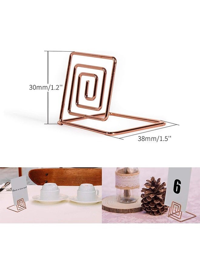 HY 12 Pcs SPremium Place Card Holder-Rose Gold Metal Wire Square Table Stand Number Holder-Used for Photos-Food Signs-Memos-Weddings& Restaurants&Birthdays-Suitable for Party Table Decoration  - Image 5