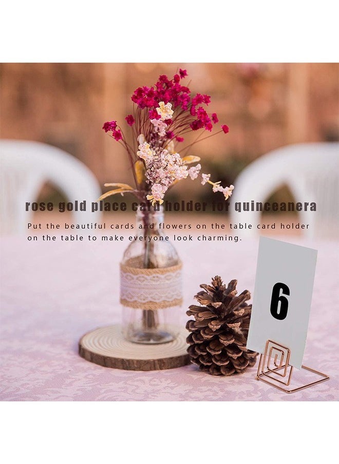 HY 12 Pcs SPremium Place Card Holder-Rose Gold Metal Wire Square Table Stand Number Holder-Used for Photos-Food Signs-Memos-Weddings& Restaurants&Birthdays-Suitable for Party Table Decoration  - Image 3