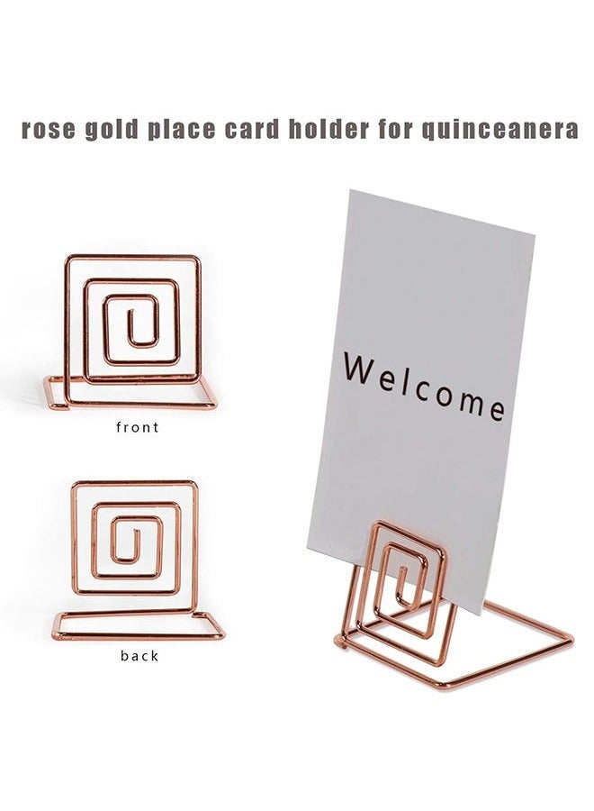 12 Pcs SPremium Place Card Holder-Rose Gold Metal Wire Square Table Stand Number Holder-Used for Photos-Food Signs-Memos-Weddings& Restaurants&Birthdays-Suitable for Party Table Decoration