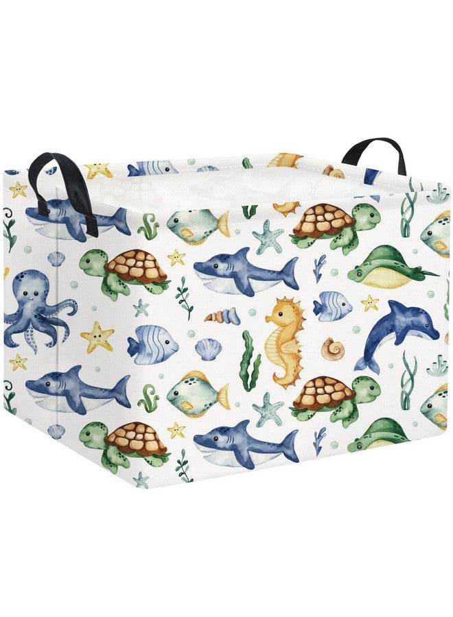 TIBAOLOVER Rectangular Ocean Basket Kids Baby Storage Basket Cute Storage Bin Organizer Shelf Book Sea Room Decor(Ocean)