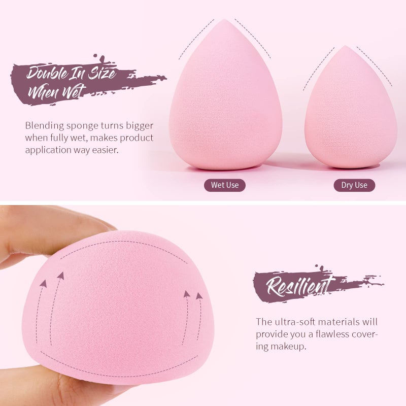 BEAKEY 5 Pcs Makeup Sponge Set, Latex-Free Makeup Sponges for Foundation, Multi-colored Boun Boun Sponges, Flawless for Liquid, Cream, and Powder - Image 3