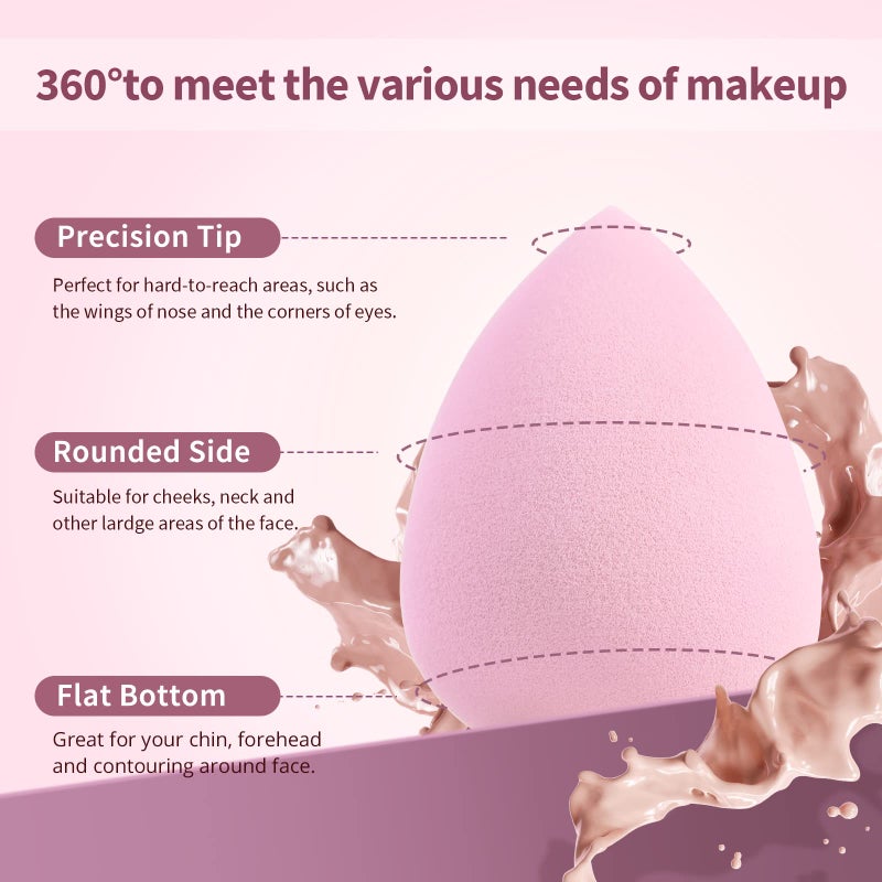 BEAKEY 5 Pcs Makeup Sponge Set, Latex-Free Makeup Sponges for Foundation, Multi-colored Boun Boun Sponges, Flawless for Liquid, Cream, and Powder - Image 2
