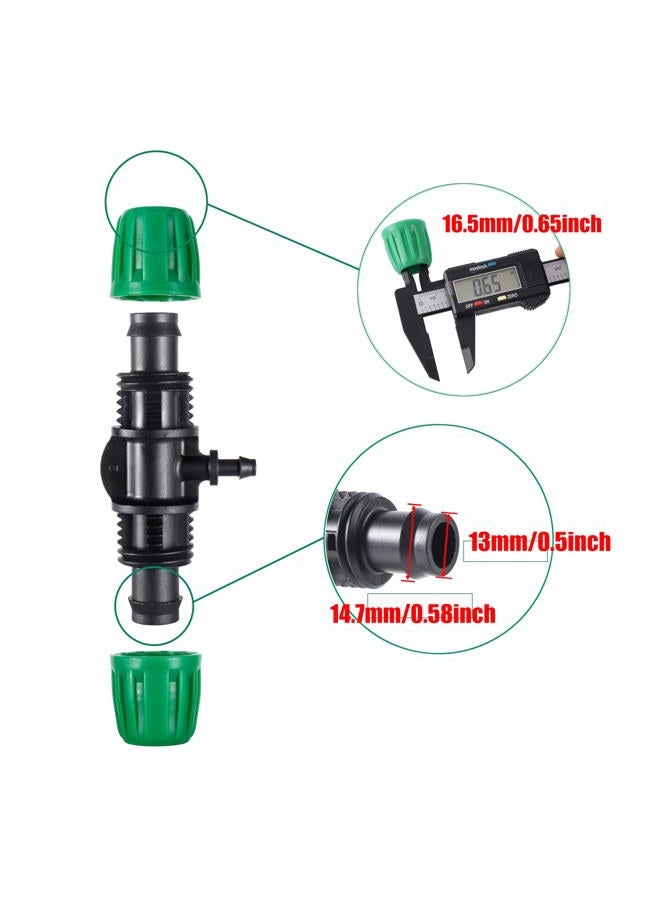 FULAIERGD 10 Pcs Barbed Tee 1/2 inch Tubing (1/2" ID x0.6-0.63" OD) 16mm to 1/4 inch Irrigation Tube Anti-Drop Barbed Hose Fittings (Fits 13mm ID / 4mm ID) - Image 4