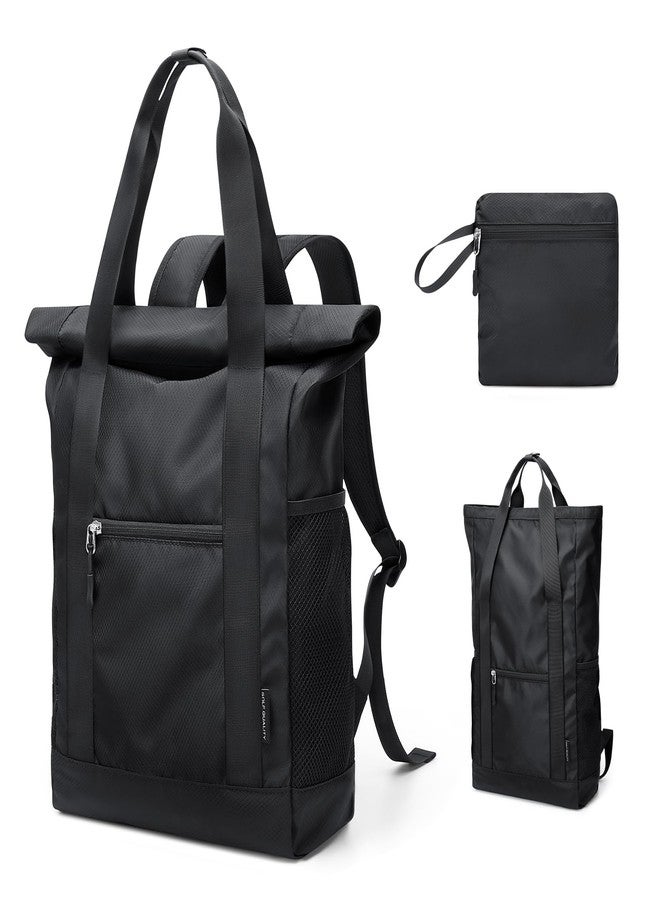 GOLF QUALITY Small Backpack for Women Cute Backpack Purse Stylish Daypack for College Work Travel, Black-foldable, 21.9L, Daypack Backpacks - Image 1